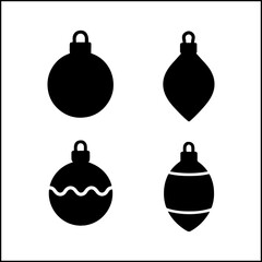 christmas ornament silhouettes in minimal vector style