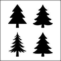 christmas tree silhouettes in simple vector format