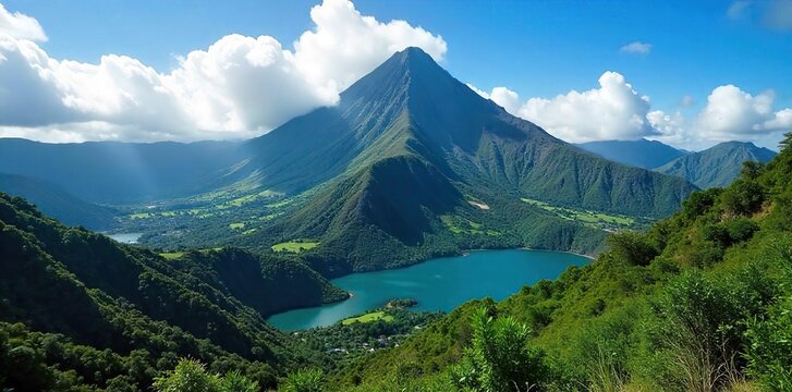 Majestic Mount Orohena Tahitis Highest Peak Dominates a Breathtaking Panorama of Lush Green Valleys and Dramatic Cliffs