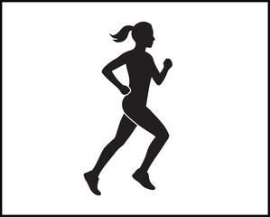 female athlete silhouette running in side view