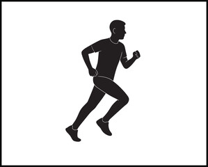 person running silhouette side view sporty pose