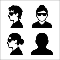 scientist head silhouettes with goggles and bun