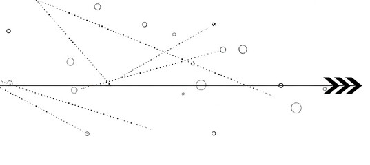 A simple black dotted line in the shape of an arrow, on a white background, png, transparent