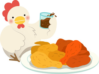 Korean Boknal Fried Chicken Character – Fighting Heat with Heat Concept illustration