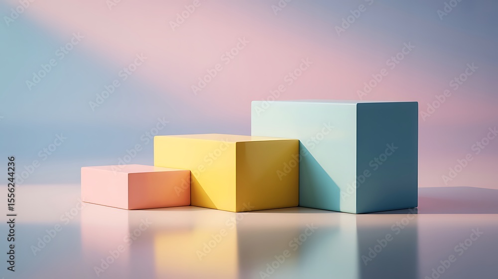 Poster pastel gradient background with colorful display platforms