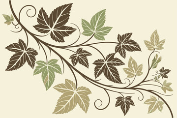 Seamless Pattern of Leaves and Vines Earth Inspired Design