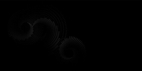 Halftone circular dotted frames set. Circle dots texture isolated on white background.  Modern design element spiral circle sound wave vector logo simple art