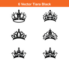 Fototapeta premium The silhouette of a royal black crown emblem is set against a plain white background