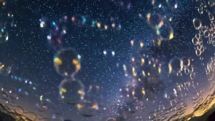 Wide angle night sky view with vibrant milky way and colorful light trails - Powered by Adobe