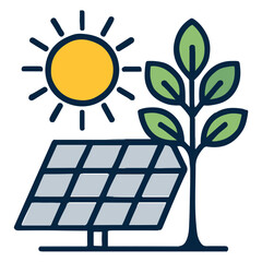 Sustainable Energy Harmony Solar Panel, Tree, and Sun United for a Greener Environment and Eco-Friendly Future