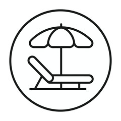 Beach Icon with Umbrella and Chair for Relaxing Summer Vacation Spot for Relaxation and Enjoying the Seaside