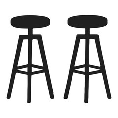 A Pair of Minimalist Bar Stools Silhouette Depicting Modern Seating with a Simple and Artistic Touch in Furniture Design