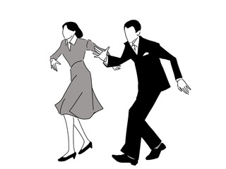 タップダンスをするカップル　png