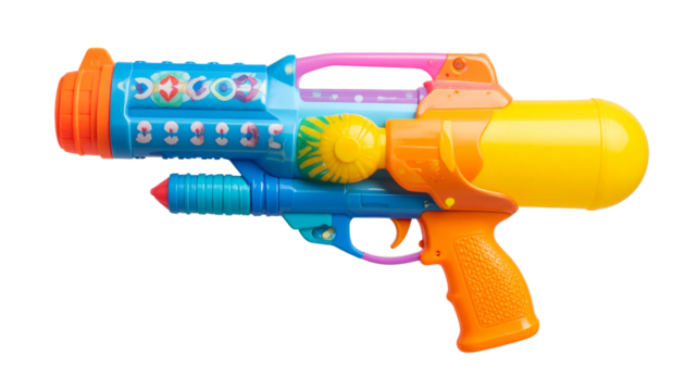 A Bright and Cheerful Holi-Themed Water Gun Covered in Traditional Patterns.