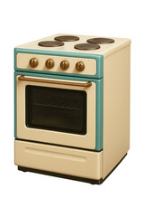 Fototapeta premium Vintage Slow Cooker with Red-Orange Body and Cream Lid, Cutout Transparent PNG