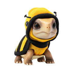 Adorable Baby Turtle Dressed as Bee Costume for Fun and Playful Seasonal Themes Transparent background or png