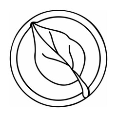 Black Leaf Inside Circle Outline Graphic on White Background