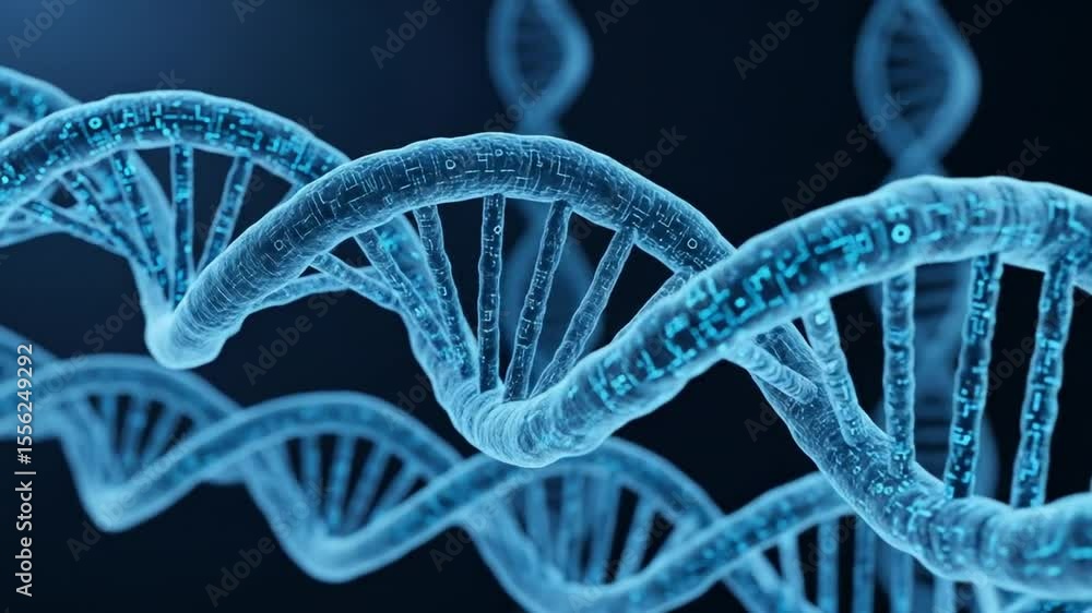 Poster Rotating Strand of Genetic Material Animation Science Concept
