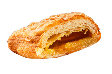 Triangle cake almond puff pastry sweet dessert fresh delicious gourmet food background on the table rustic food top view copy space