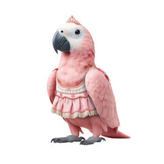 Charming Pink Bird in Cute Dress with Detailed Feathers and Personality Against a Bright Background Transparent background or png