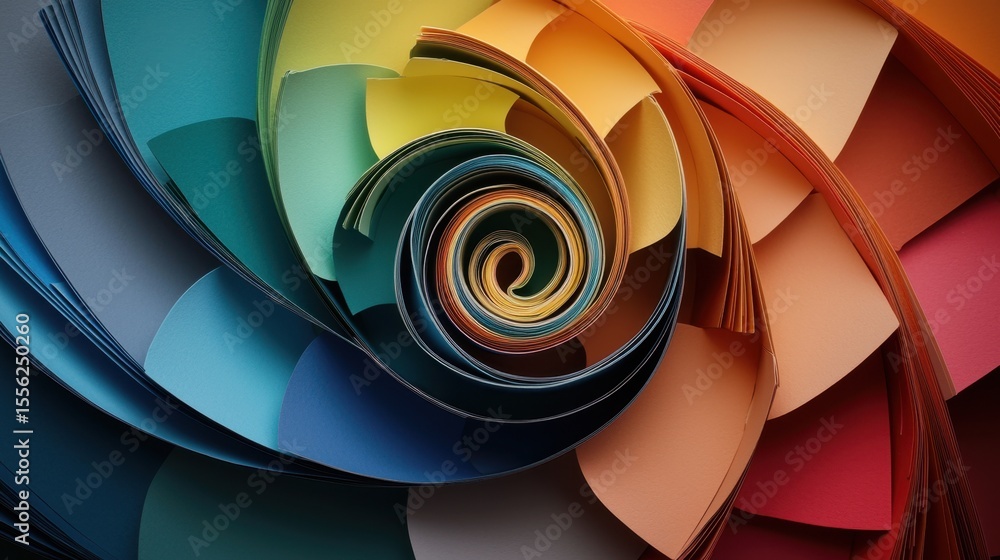 Poster abstract pattern and texture of spiral swirling colored paper craft. background for creative design 
