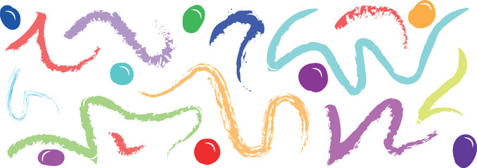 Hand-Painted Brush Stroke Elements in a Seamless Vector Pattern – Bold and Colorful Abstract Background for Creative Projects