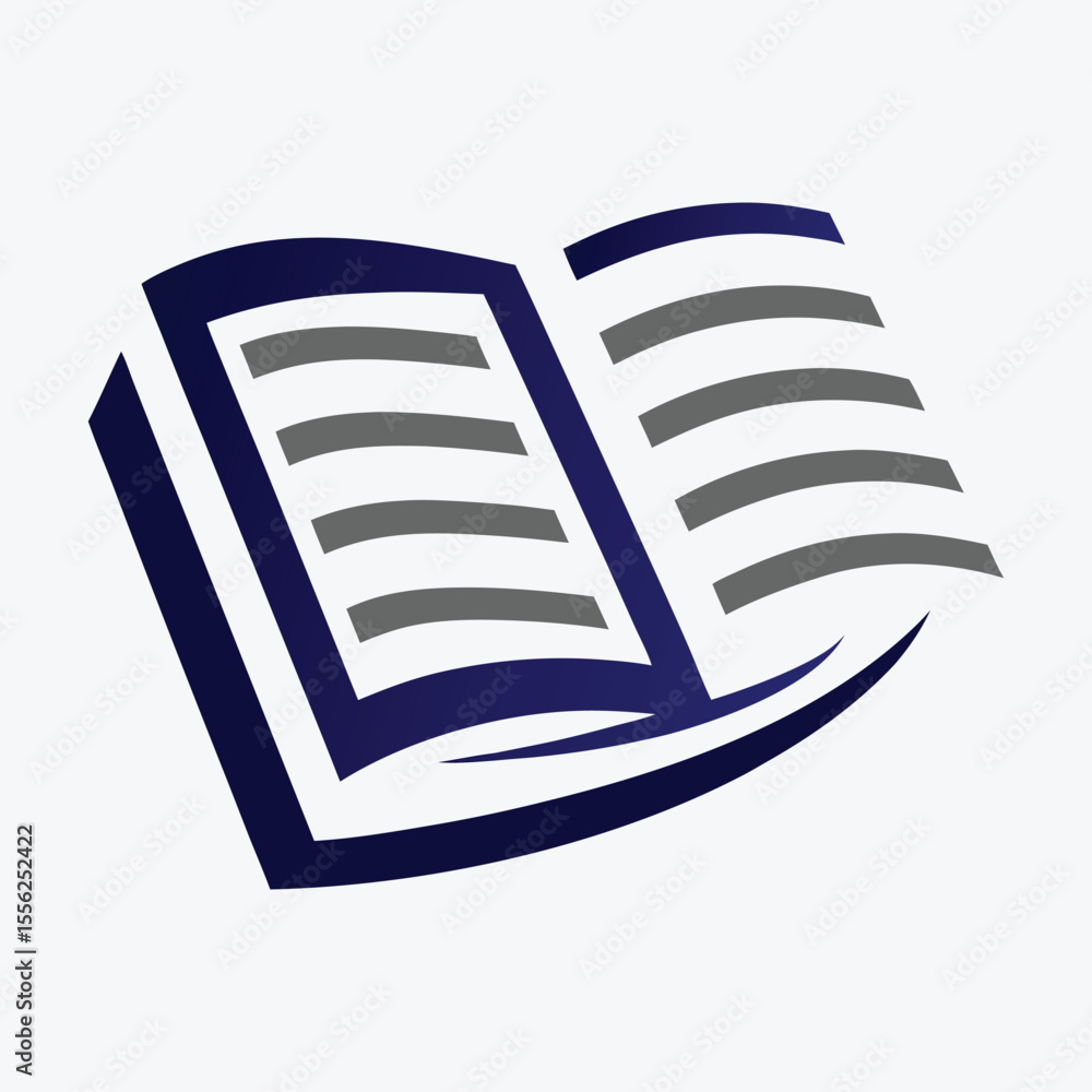 Poster open book with flowing pages and abstract design reading knowledge