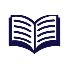 Open book with navy blue pages and cover vector