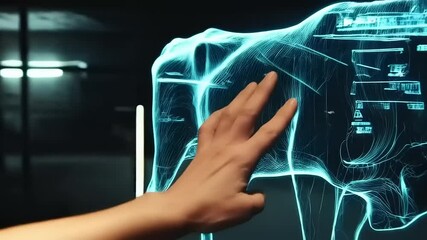 Futuristic Livestock Technology: Digital Cow Representation in Modern Farming - Powered by Adobe