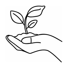 Fototapeta premium Hand Holding Sprout One Line Art Illustration plant