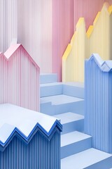 Pastel architectural art installation exhibit