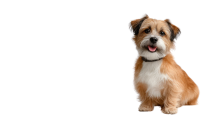 Playful Pup Portrait: A charming, smiling dog sits joyfully, gazing directly at the camera, exuding warmth and happiness in this endearing, captivating close-up.