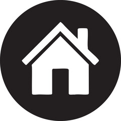 Simple White House Icon on Black Circle Background Representing Home Residence or Website Navigation Button white