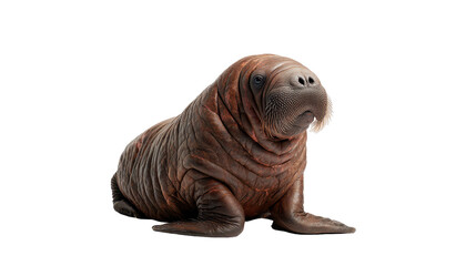 A close-up of a relaxed walrus in a natural pose. transparent background