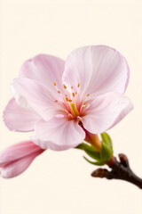 Pink magnolia blossoms and vibrant pink orchids, isolated on white, showcase nature's beautiful spring flora