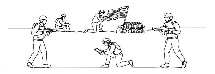 squad on mission with american flag outline vector