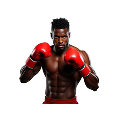 Powerful African American Boxer Ready to Fight, Studio Shot