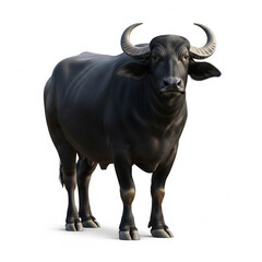 Water Buffalo Front View with Udder Isolated on White