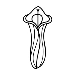 Black line art illustration of a stylized flower on white background