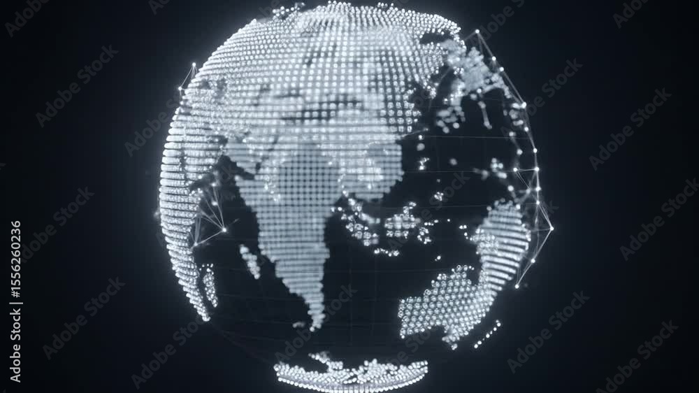 Poster glowing globe with connections global network animation