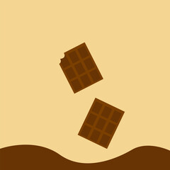Broken chocolate bar vector illustration for World Chocolate Day.