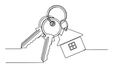 house keys with keychain in shape of home