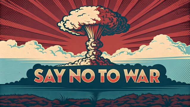 Say No to War Anti-War Poster | Mushroom Cloud Illustration