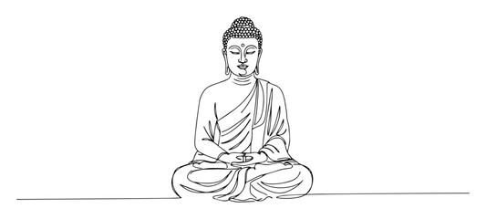 seated buddha in meditation pose line art