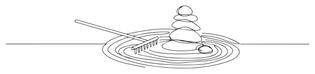 zen garden with rocks and rake