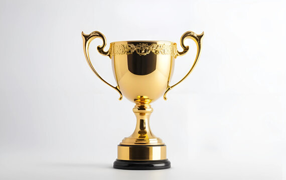 Golden winner s cup in the white background