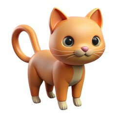 Naklejka premium Cute 3d orange tabby cat cartoon character standing playfully isolated on white background