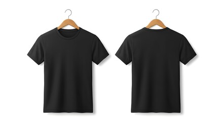 Blank Black T-Shirt Mockup Front and Back Views for Design Presentation