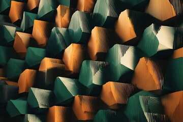 Geometric shapes in green and orange
