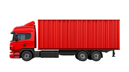red truck isolated on white, delivery industry
